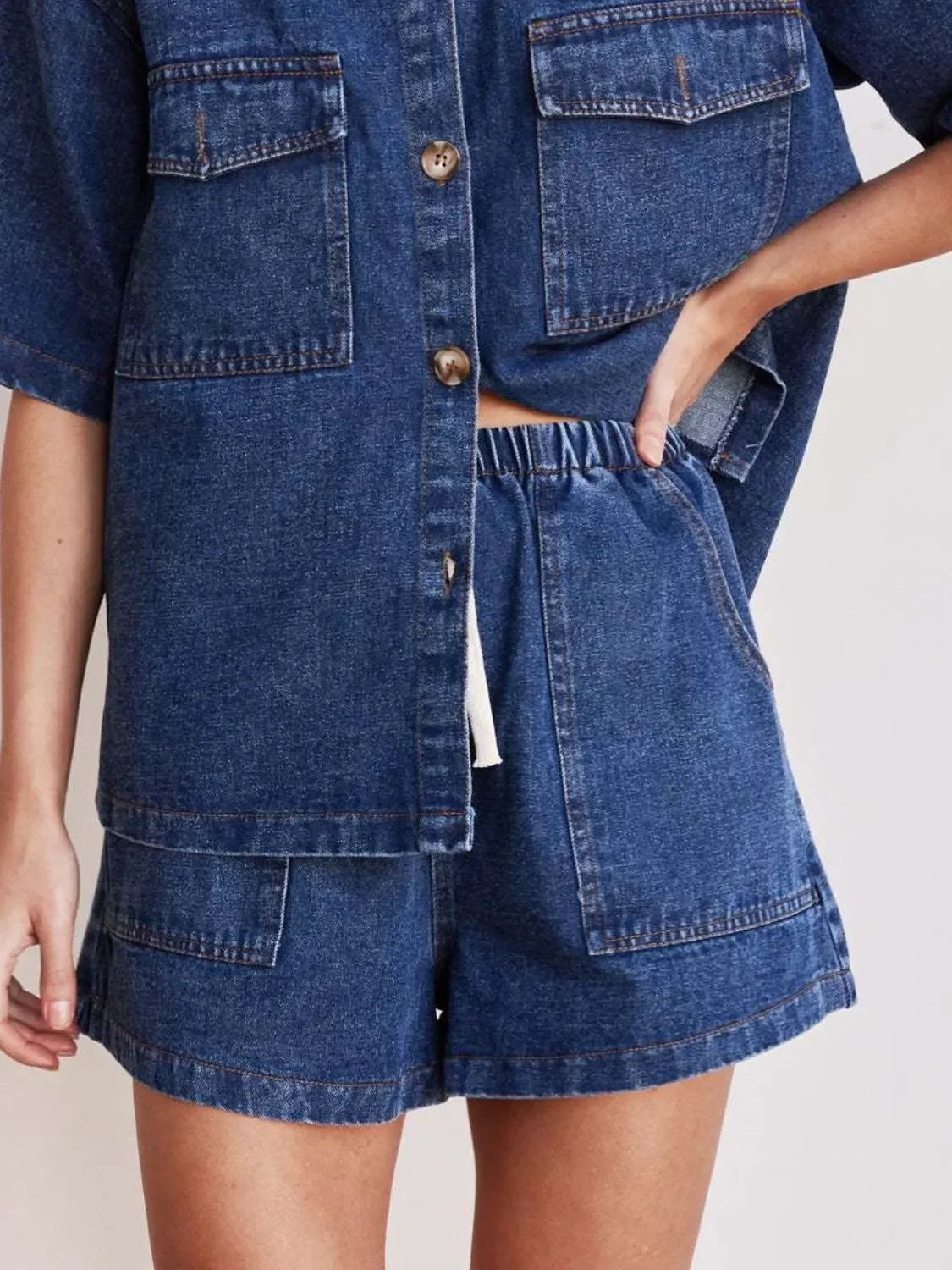 Elastic Waist Denim Shorts - tif-shop24.de