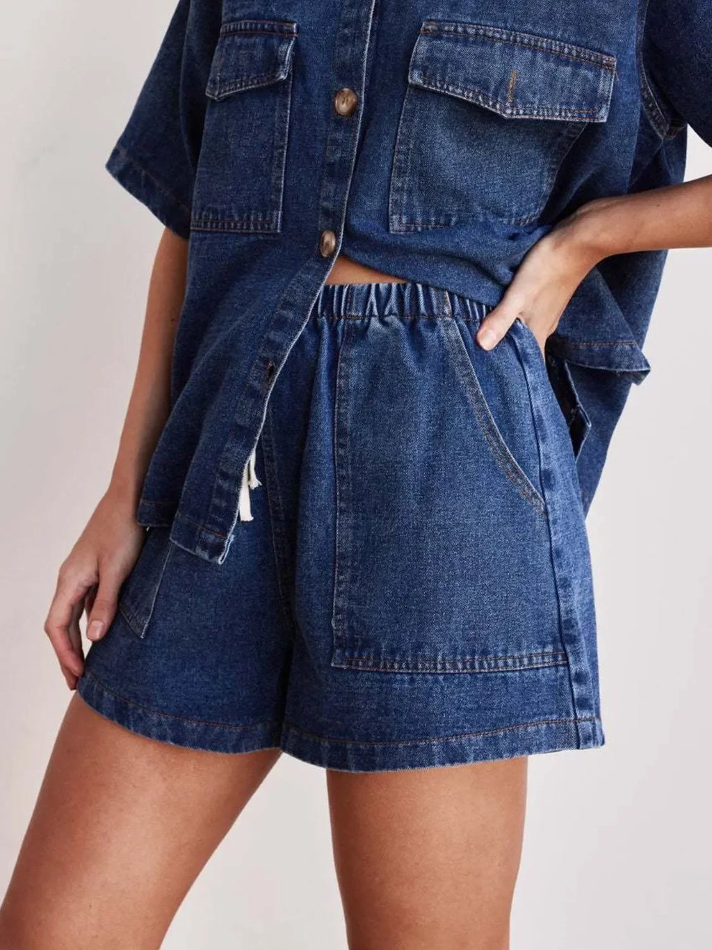 Elastic Waist Denim Shorts - tif-shop24.de