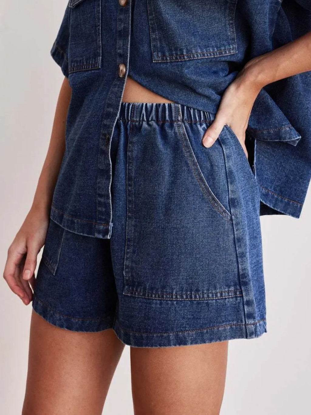 Elastic Waist Denim Shorts - tif-shop24.de