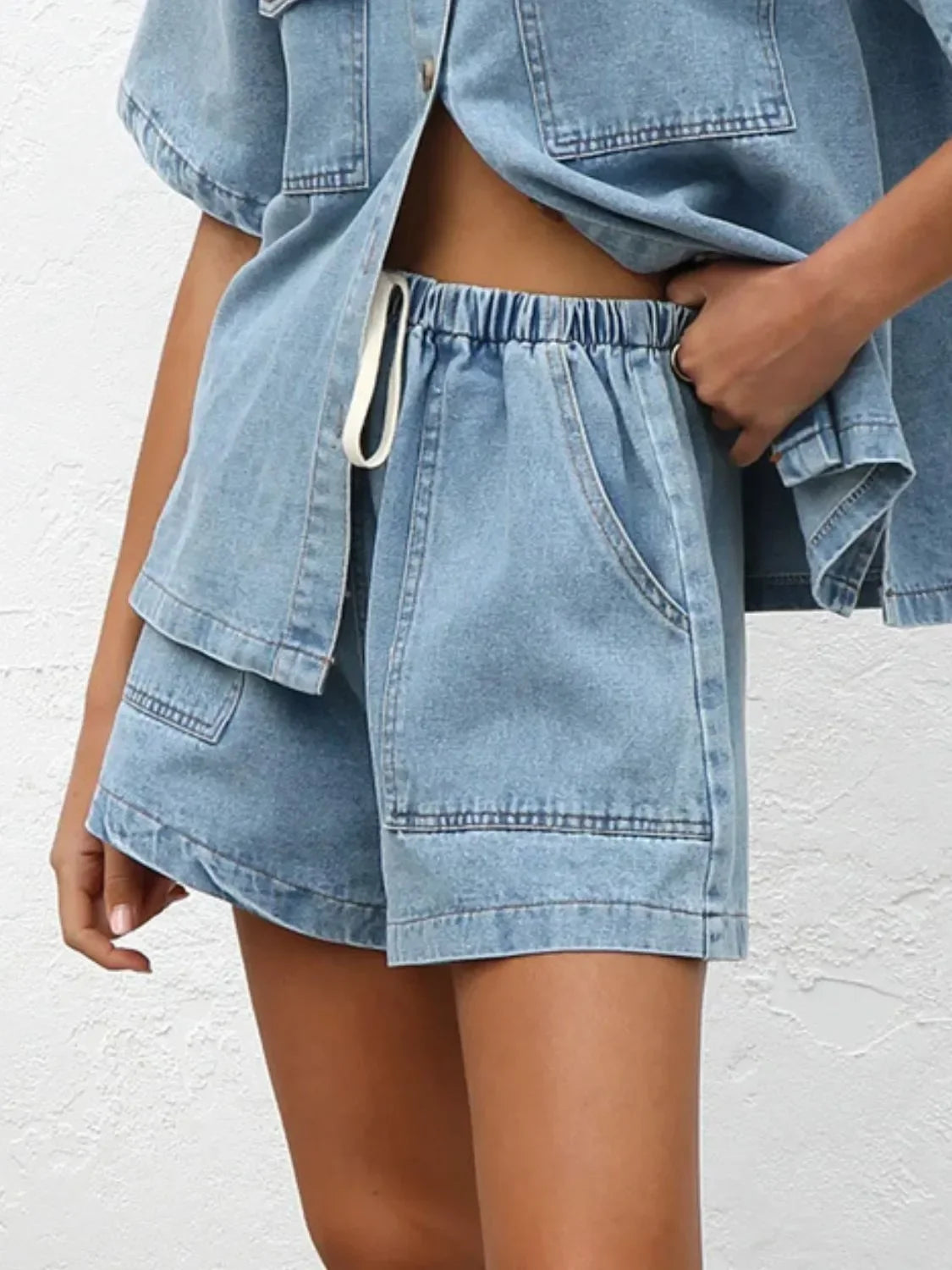 Elastic Waist Denim Shorts - tif-shop24.de