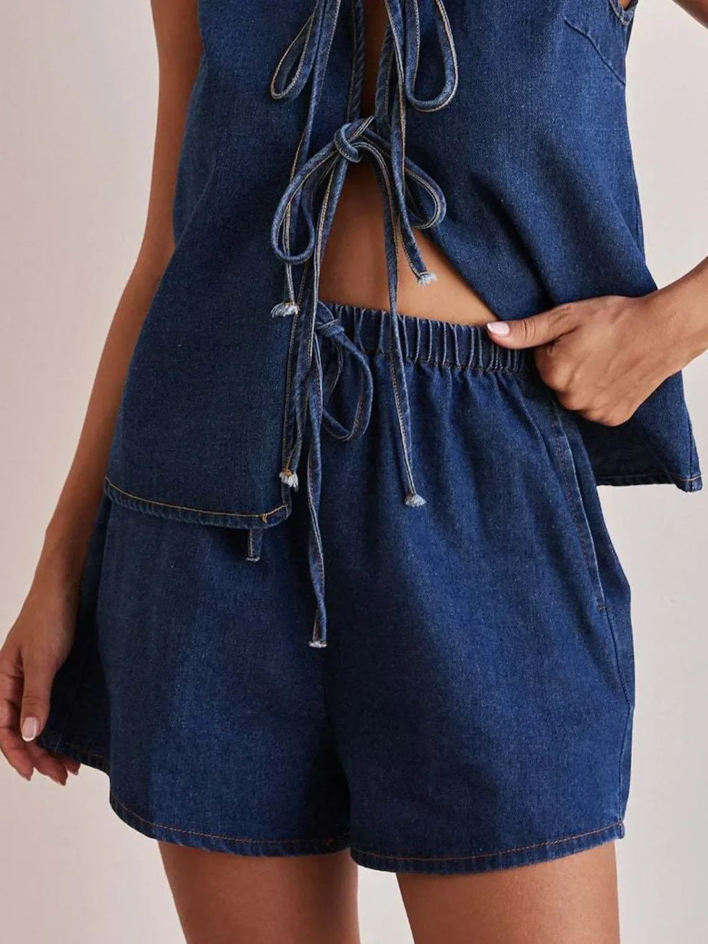 Elastic Waist Denim Shorts - tif-shop24.de