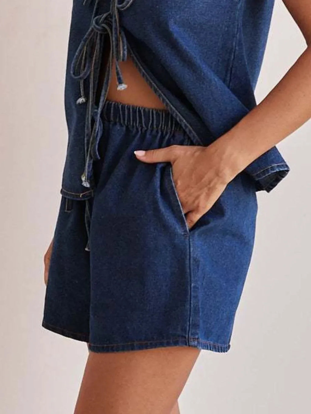 Elastic Waist Denim Shorts - tif-shop24.de