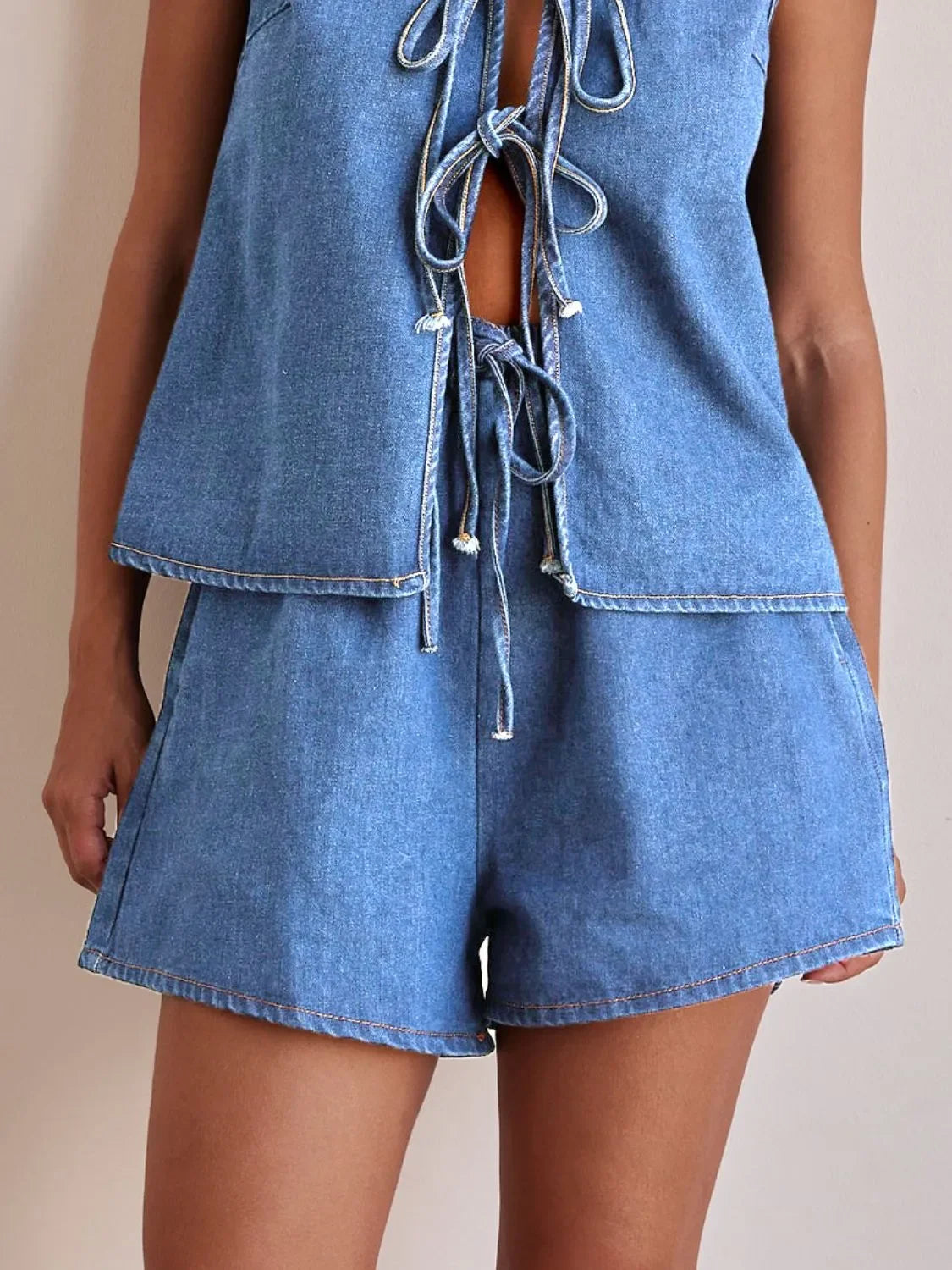 Elastic Waist Denim Shorts - tif-shop24.de