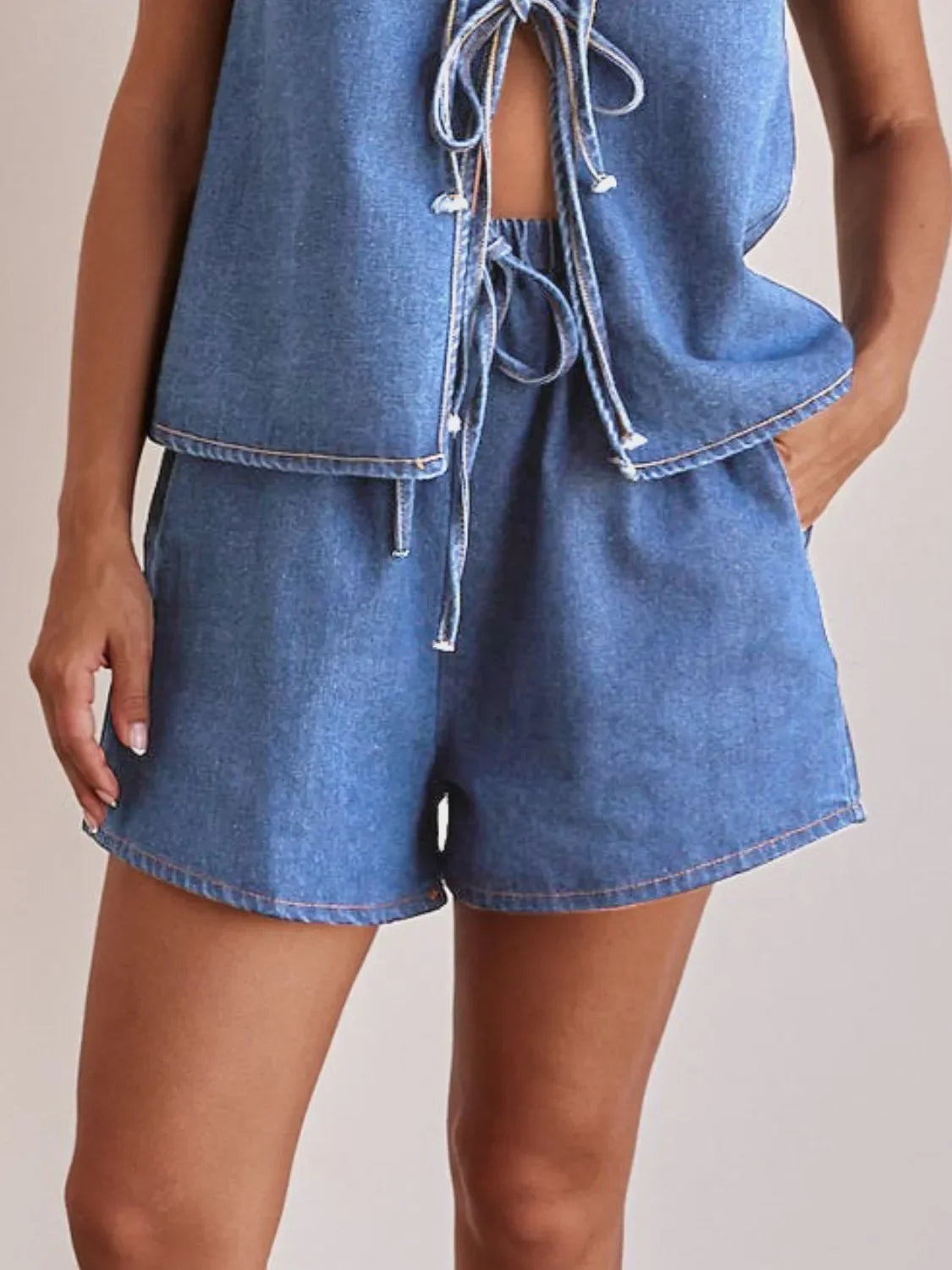 Elastic Waist Denim Shorts - tif-shop24.de