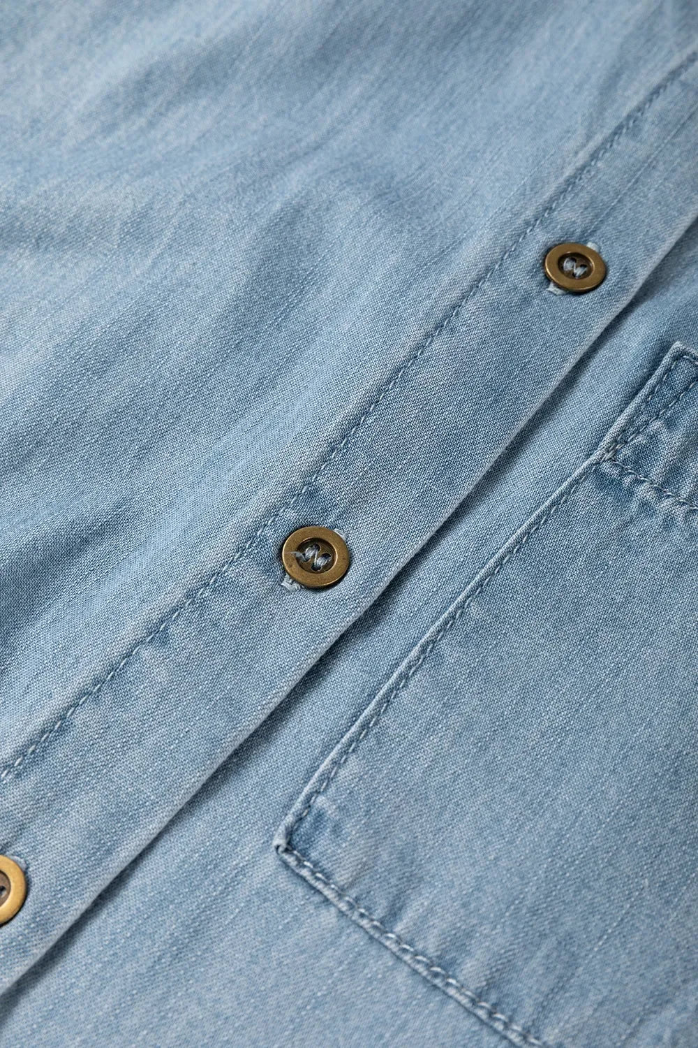 Folded Short Sleeve Patched Pocket Denim Shirt - tif-shop24.de