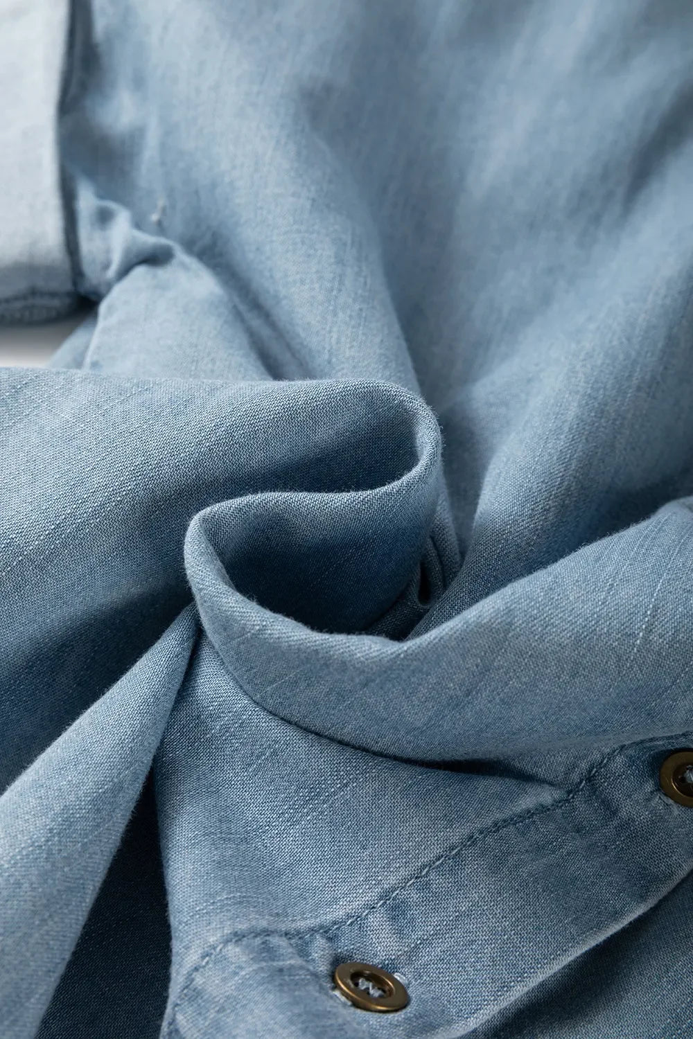 Folded Short Sleeve Patched Pocket Denim Shirt - tif-shop24.de