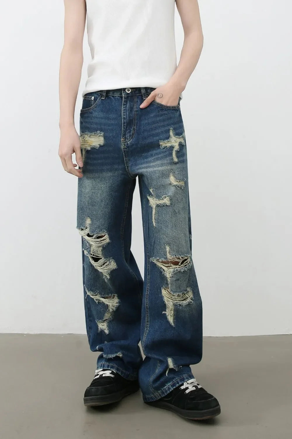 Men's Distressed Jeans with Pockets - tif-shop24.de