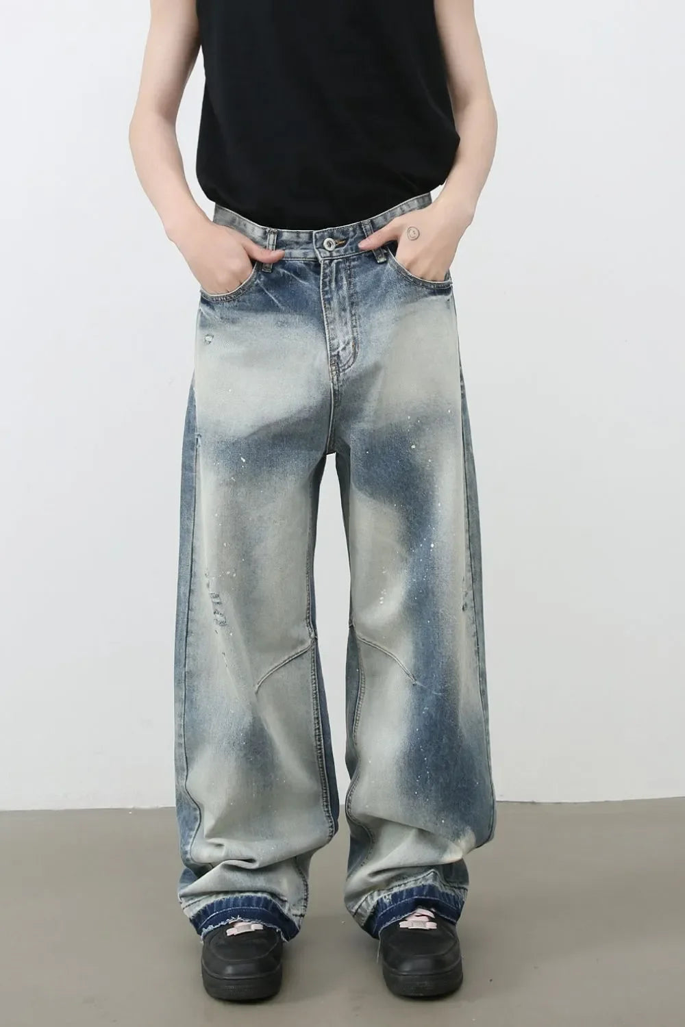 Men's Distressed Wide Leg Jeans - tif-shop24.de