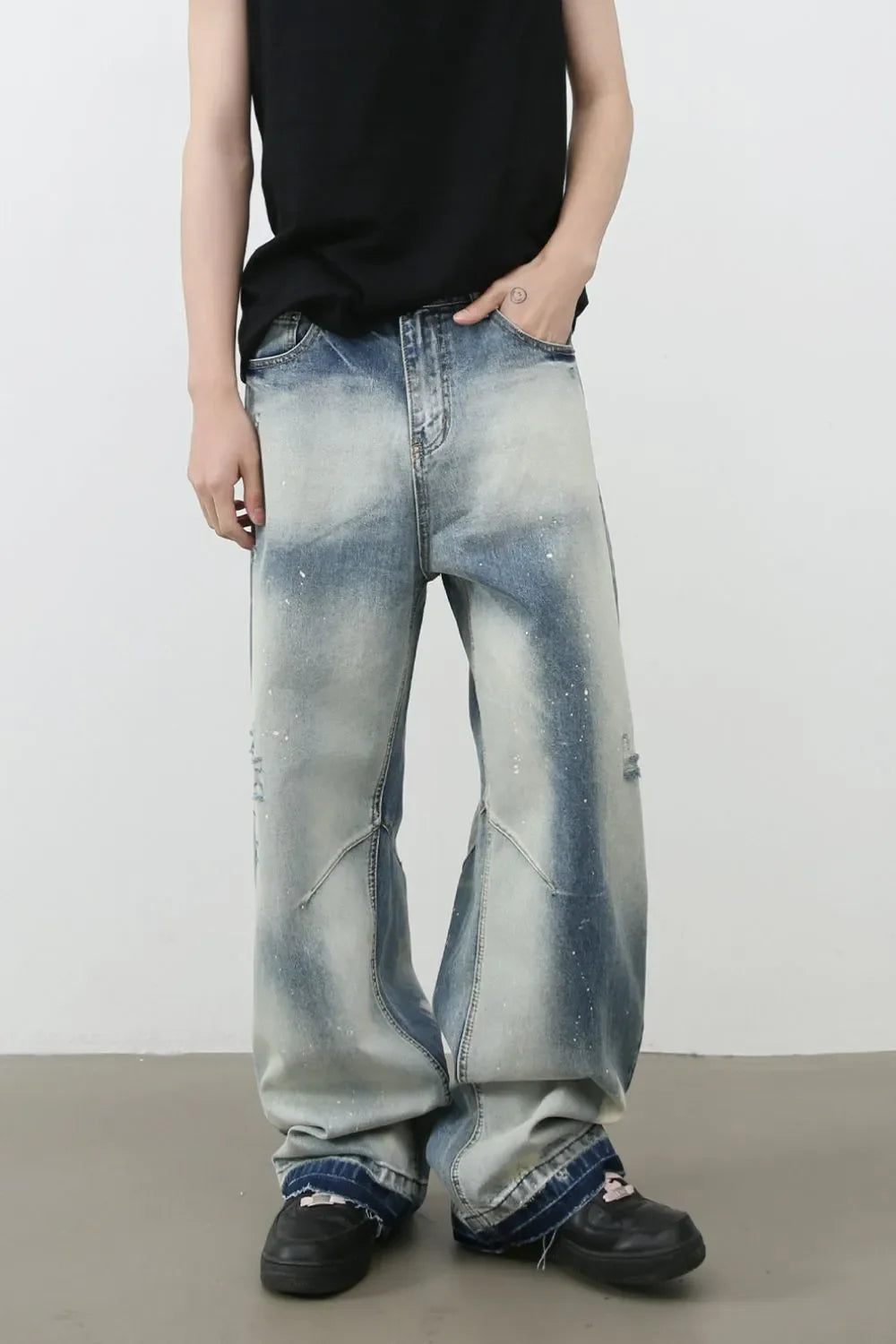 Men's Distressed Wide Leg Jeans - tif-shop24.de