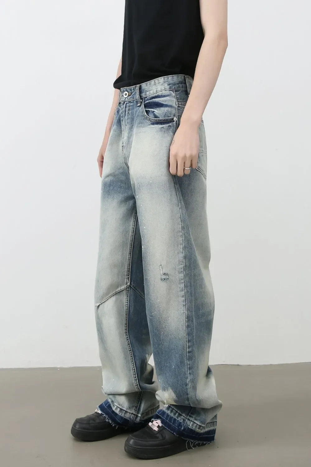 Men's Distressed Wide Leg Jeans - tif-shop24.de