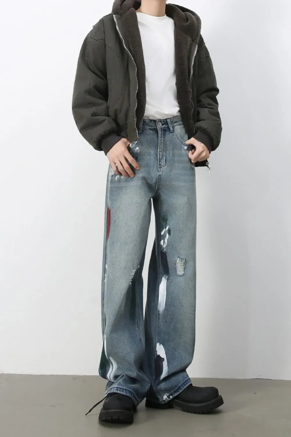 Men's Paint Wide Leg Jeans - tif-shop24.de