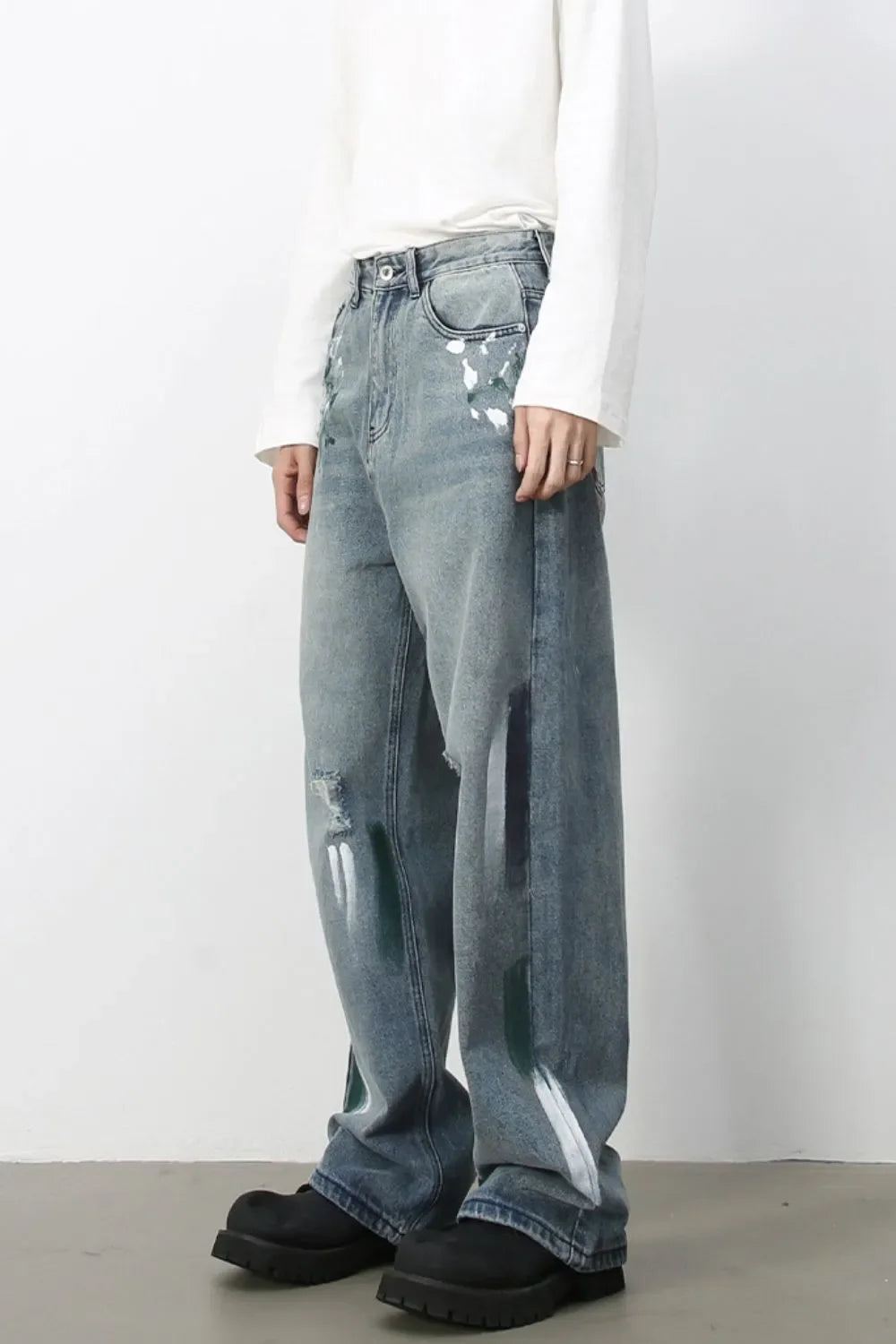 Men's Paint Wide Leg Jeans - tif-shop24.de