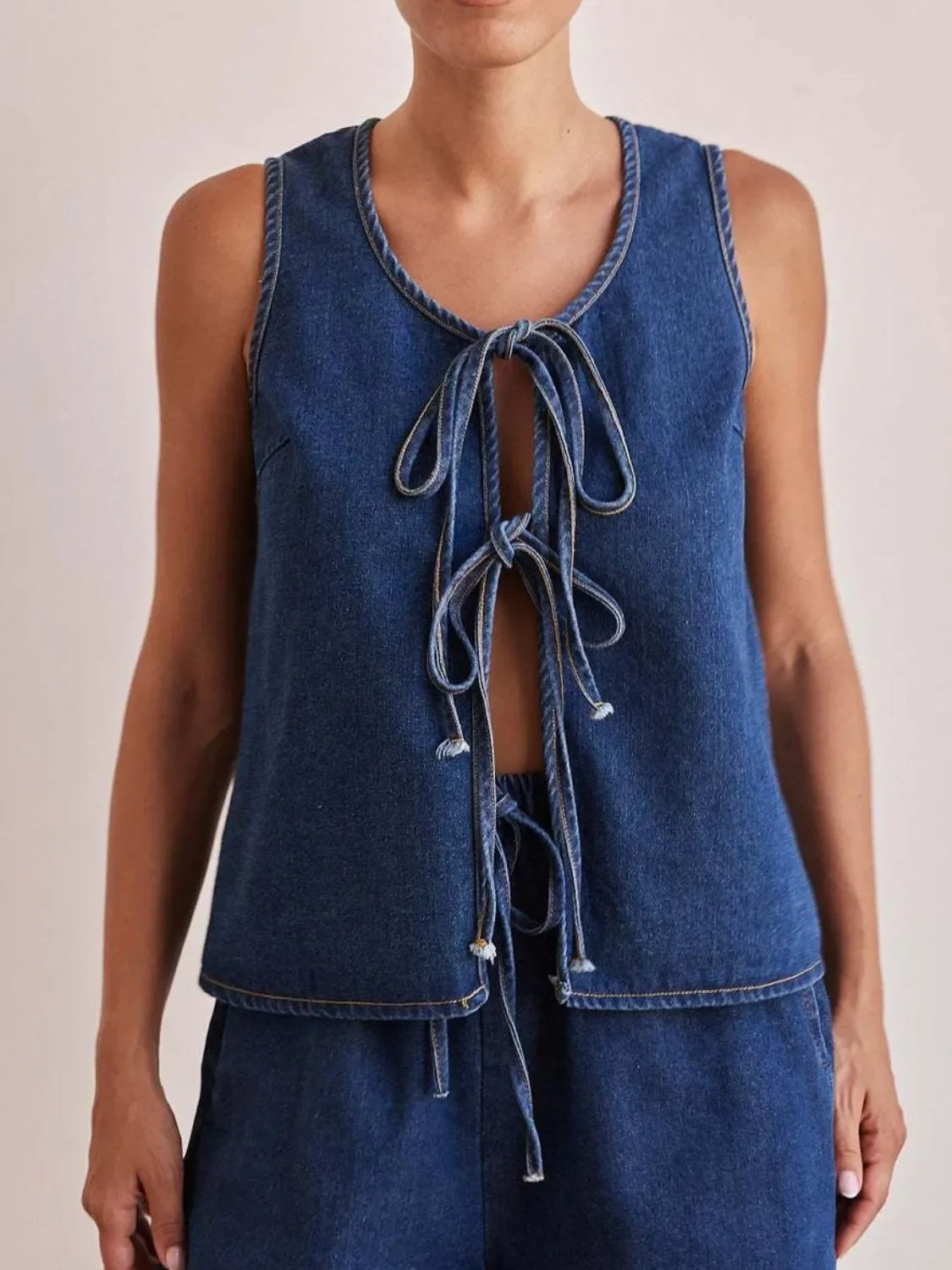 Tie Front Denim Vest - tif-shop24.de