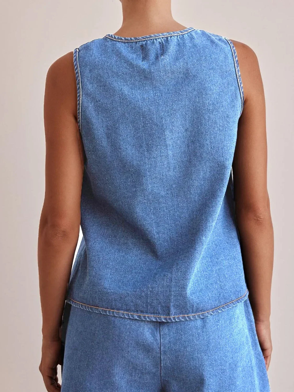 Tie Front Denim Vest - tif-shop24.de