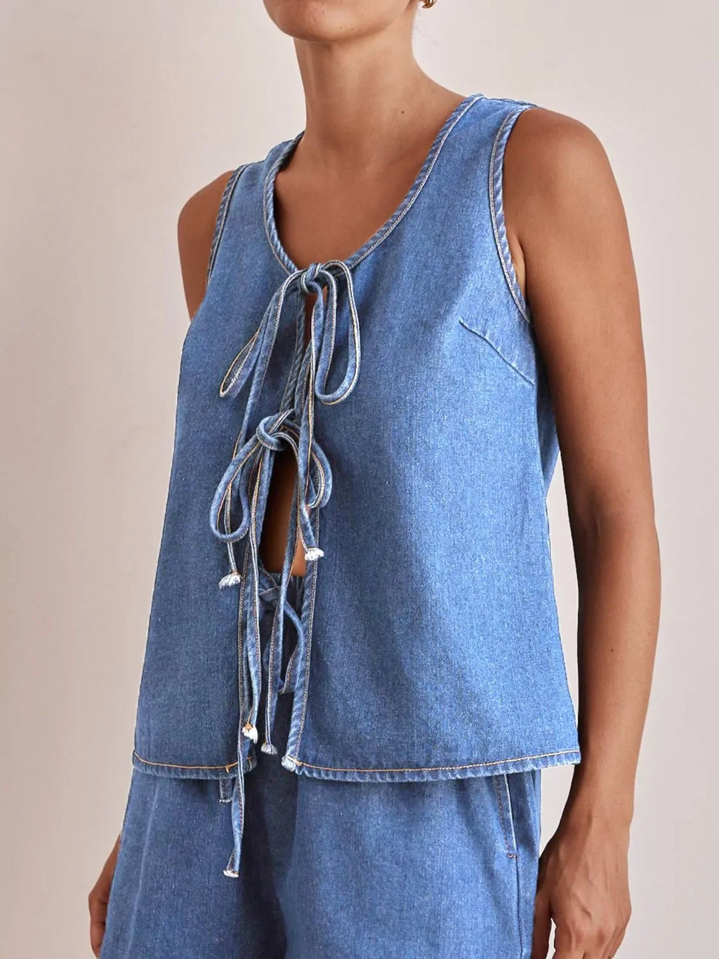 Tie Front Denim Vest - tif-shop24.de