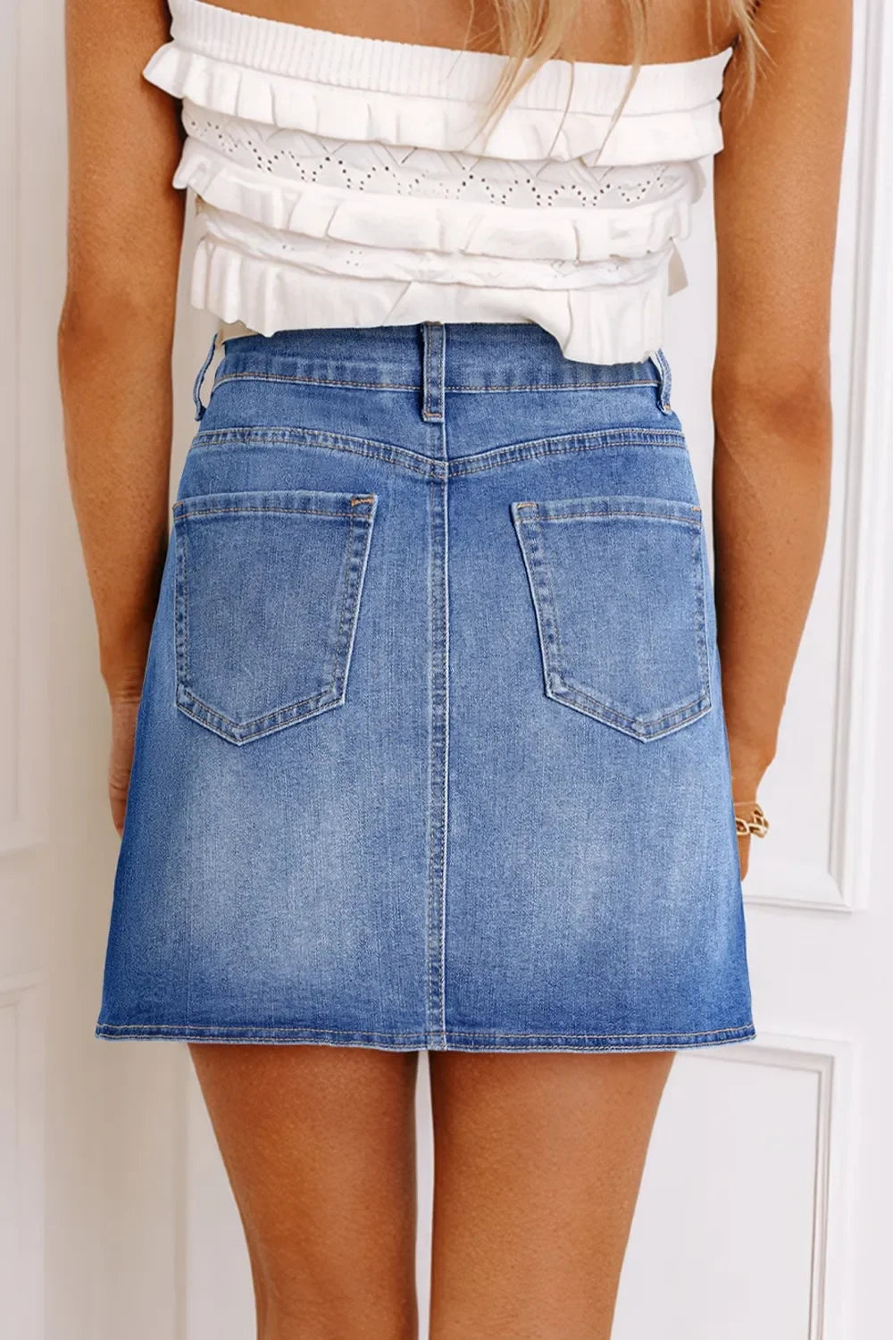 Wrapped Crossed Waist Denim Mini Skirt - tif-shop24.de