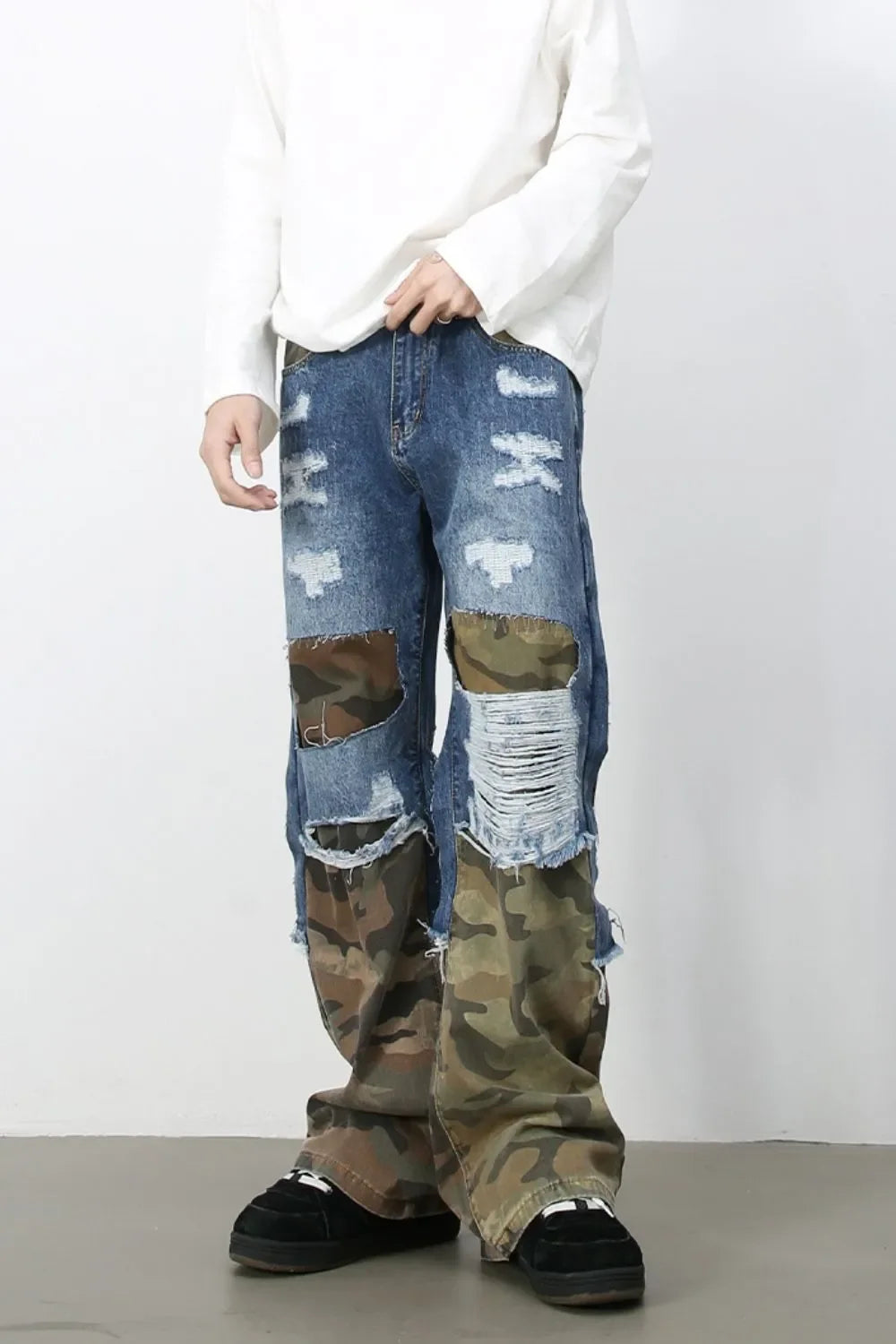 Men's Distressed Camouflage Jeans - tif-shop24.de