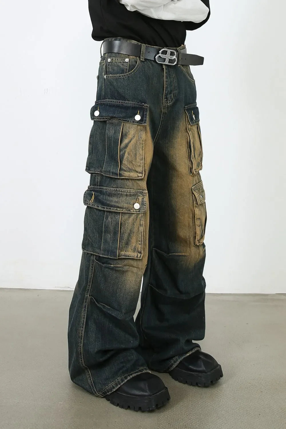 Men's Washed Wide Leg Jeans - tif-shop24.de