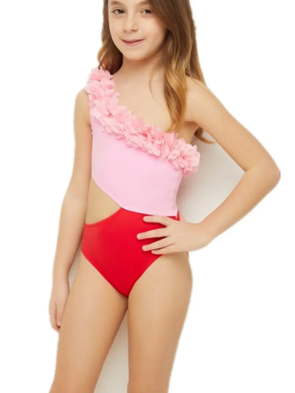 Cutout One Shoulder Contrast Parent-Child Swimwear - tif-shop24.de