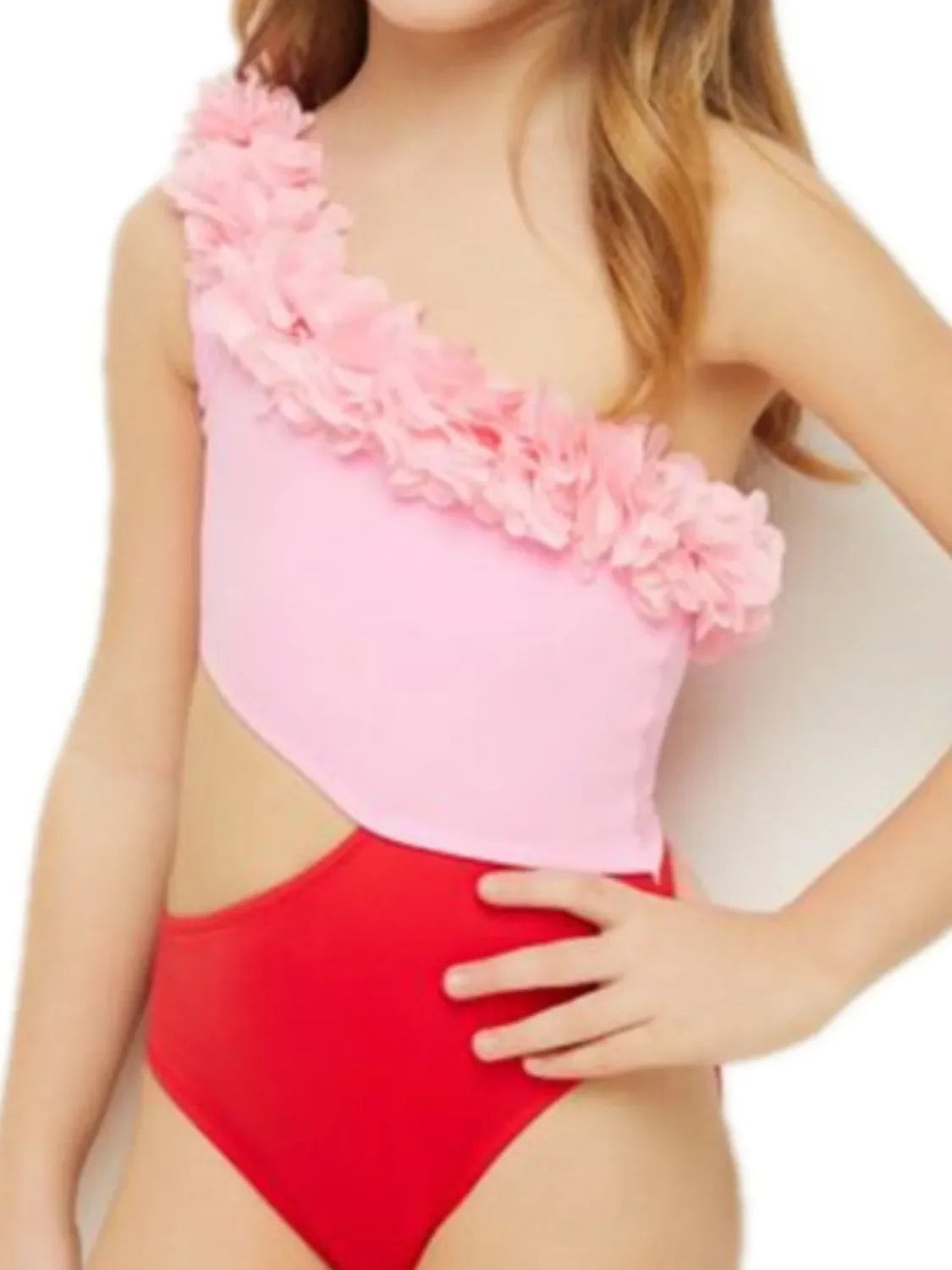 Cutout One Shoulder Contrast Parent-Child Swimwear - tif-shop24.de