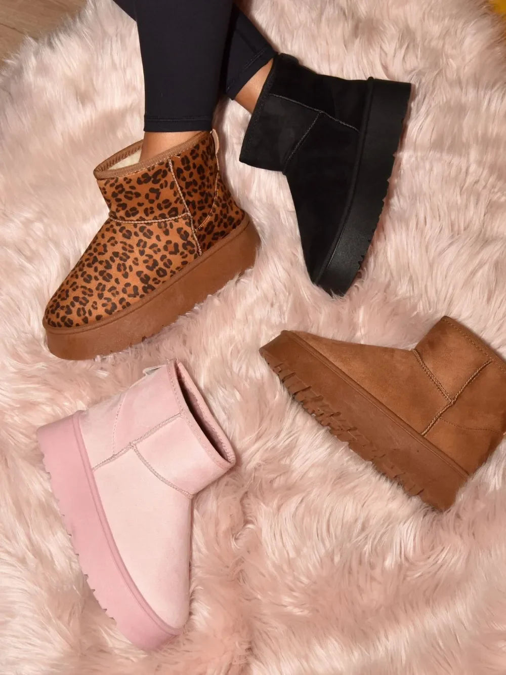 WILD DIVA Thermal Furry Leopard Platform Booties - tif-shop24.de