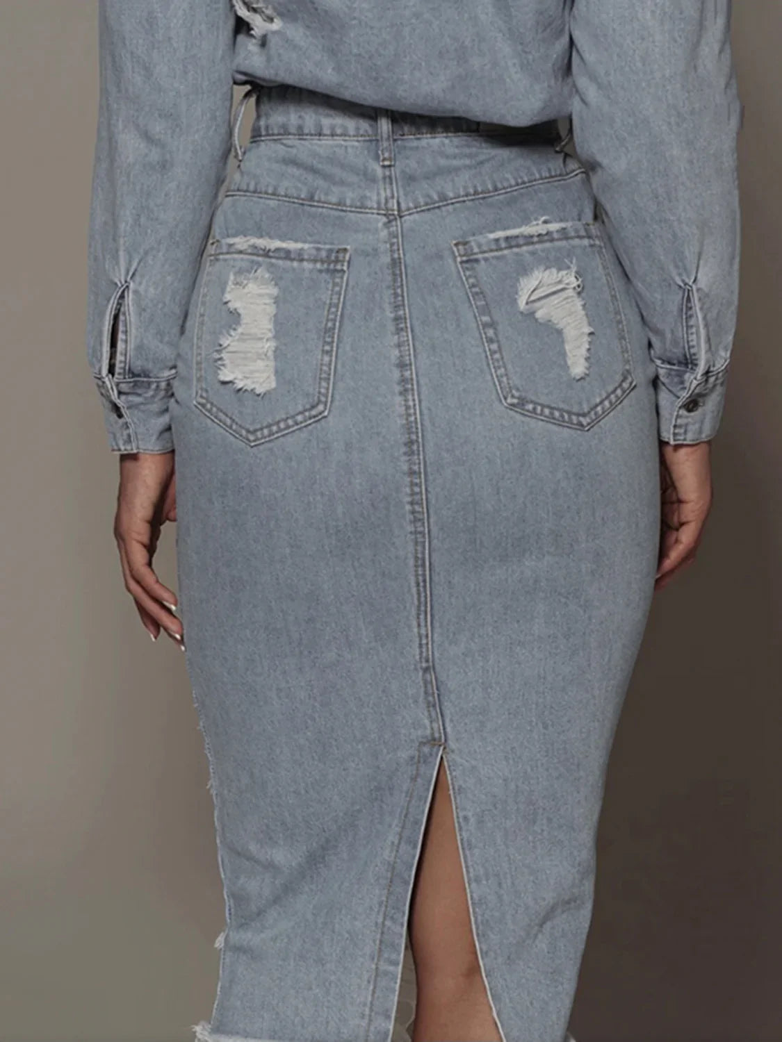 Distressed Slit Denim Skirt - tif-shop24.de