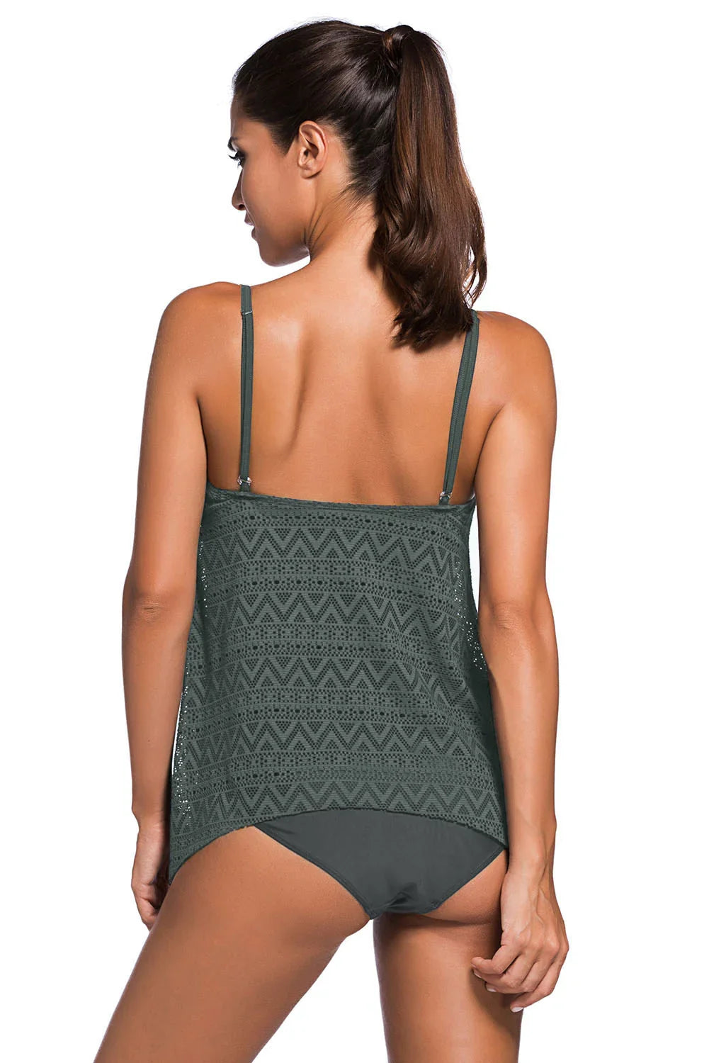 Full Size Spaghetti Strap Scoop Neck Tankini Set - tif-shop24.de