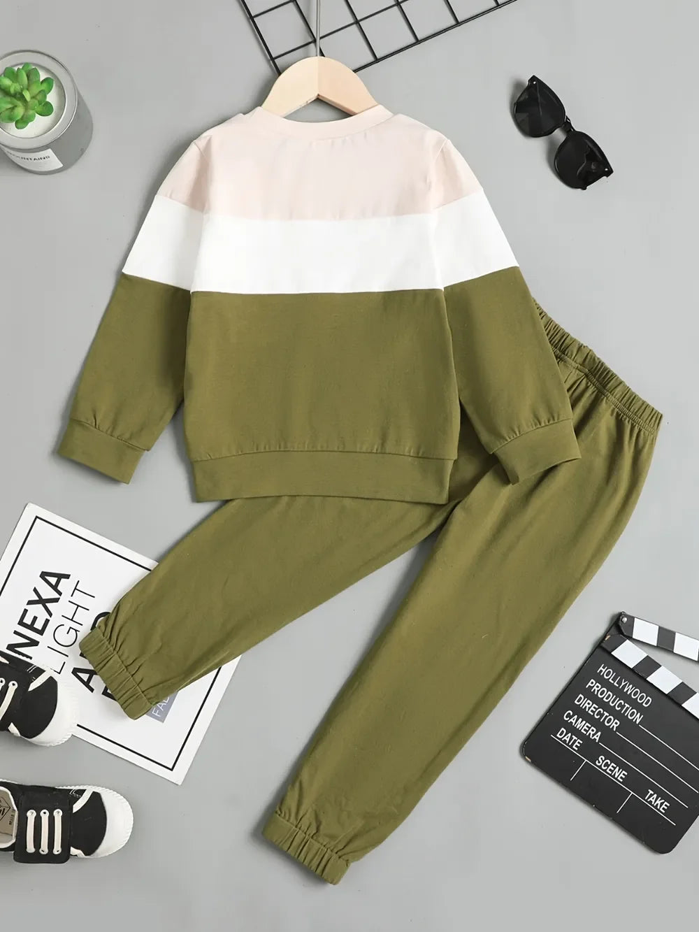 Children's Color Block Top and Pants Set - tif-shop24.de