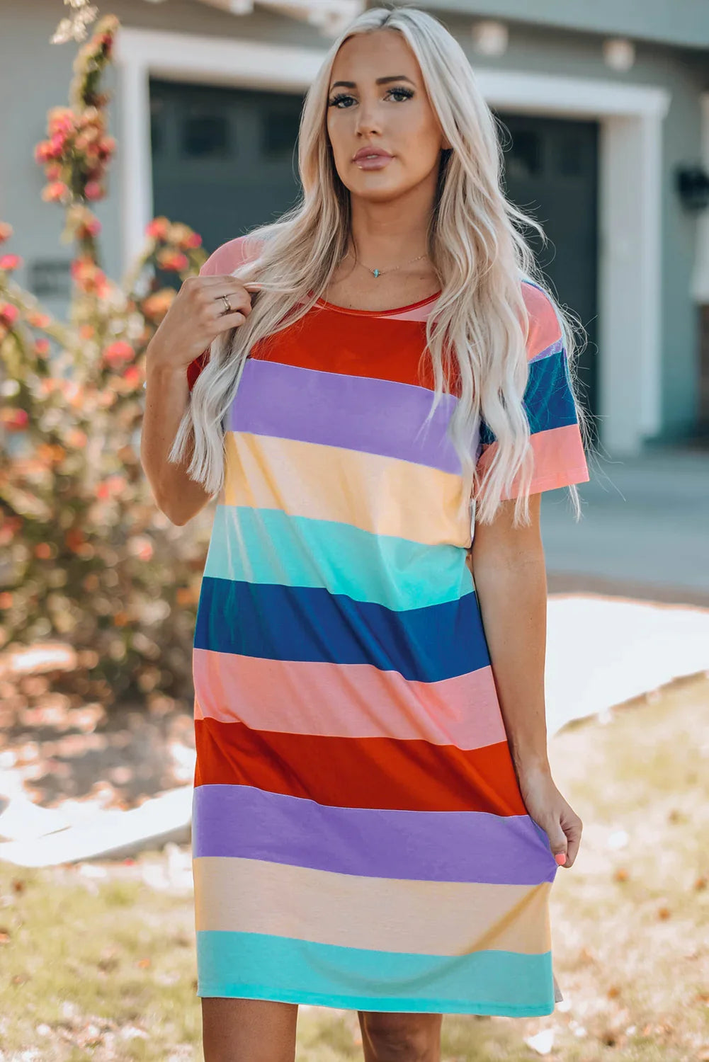 Women Color Block Side Slit Mini Dress - tif-shop24.de