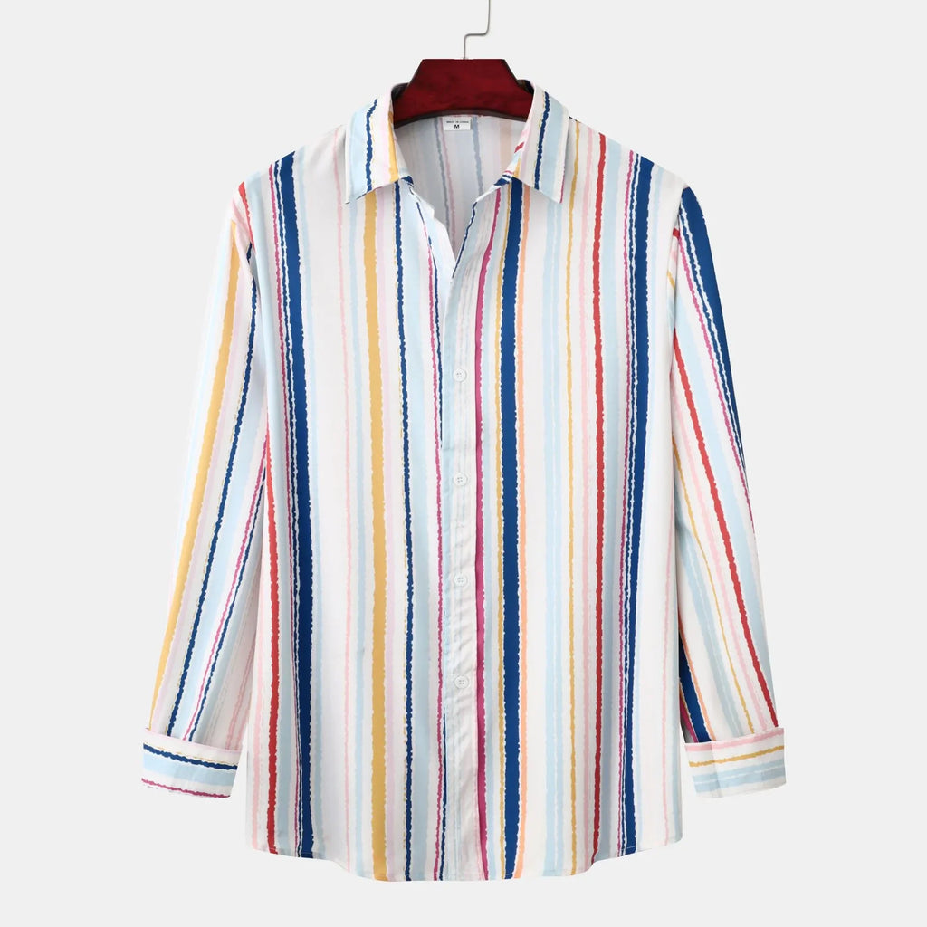 Men's Striped Button-Down Long Sleeve Shirt - tif-shop24.de