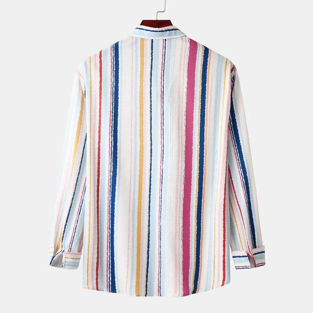 Men's Striped Button-Down Long Sleeve Shirt - tif-shop24.de