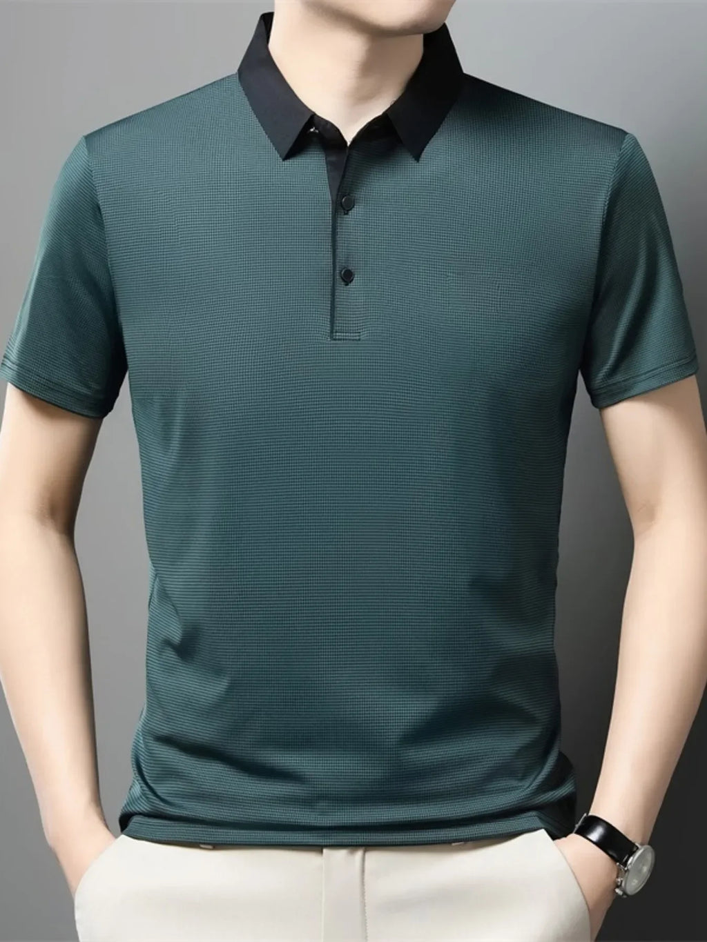 Men's Plus Size Contrast Collar Breathable Polo - tif-shop24.de