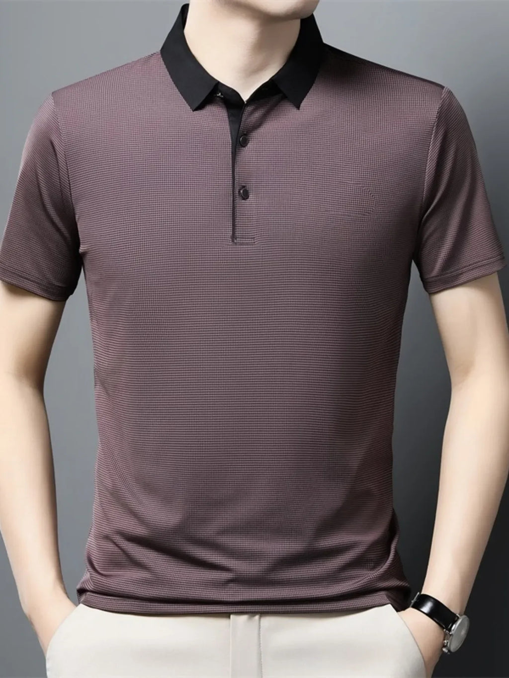 Men's Plus Size Contrast Collar Breathable Polo - tif-shop24.de