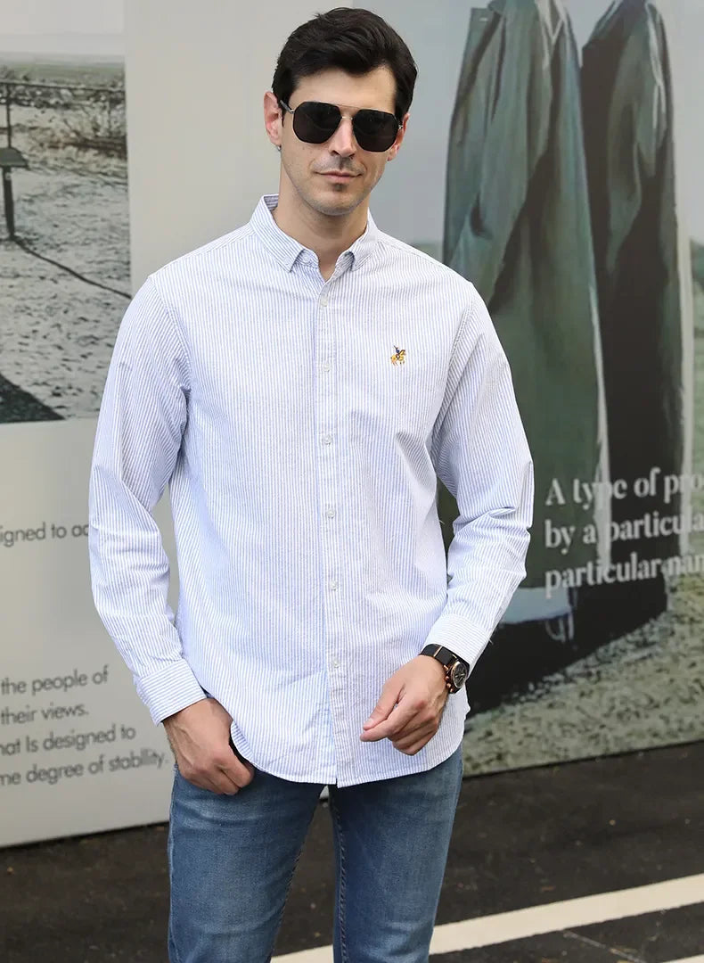 Men's Full Size Button-Down Shirt with Embroidered Detail Plus Size - tif-shop24.de