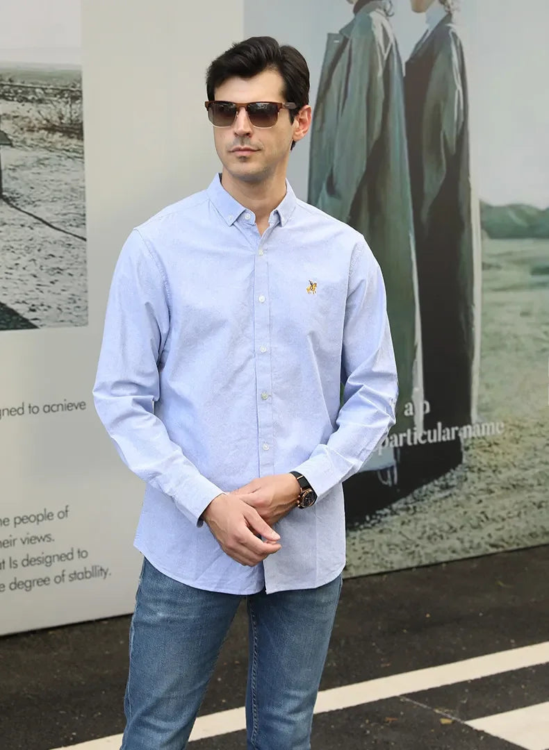 Men's Full Size Button-Down Shirt with Embroidered Detail Plus Size - tif-shop24.de