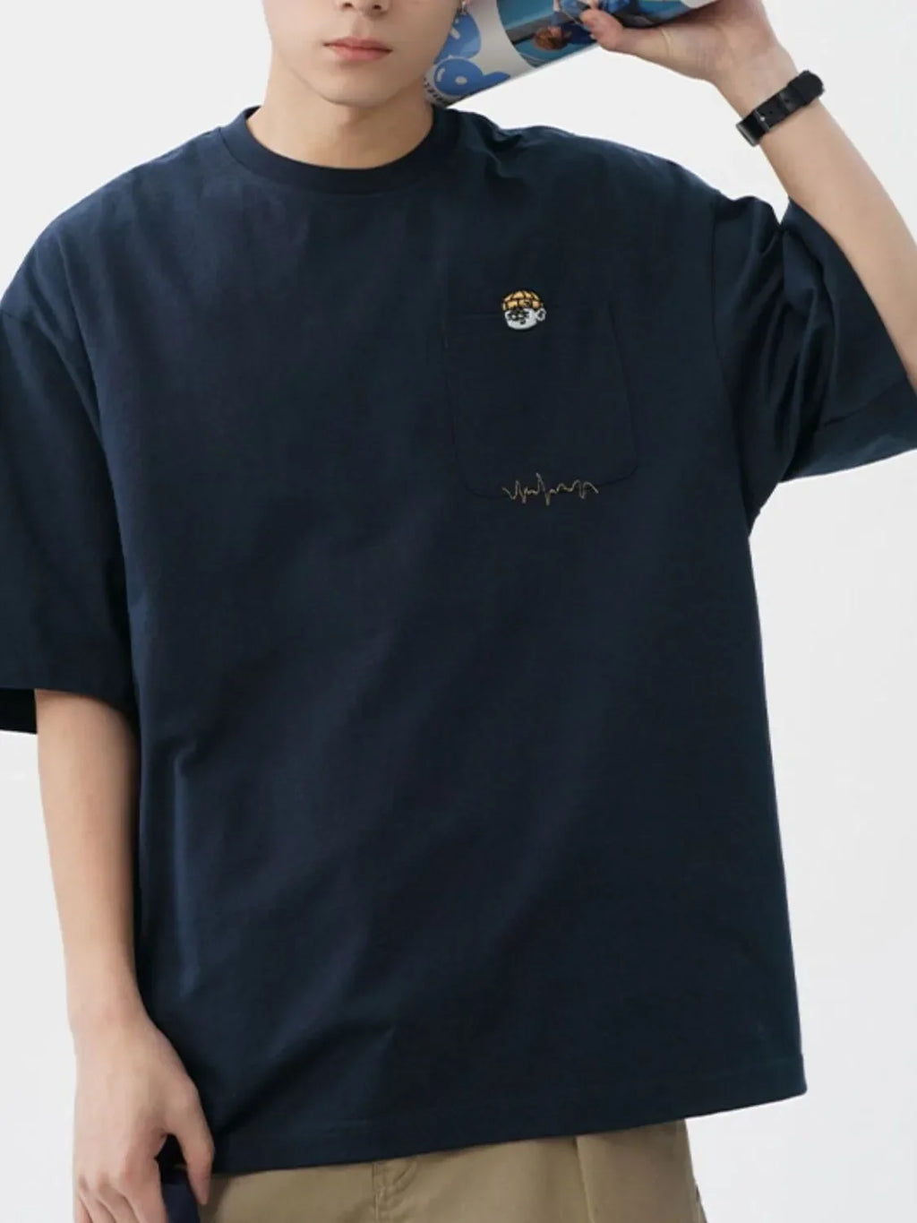 Men's Plus Size Round Neck Embroidered T-Shirt - tif-shop24.de