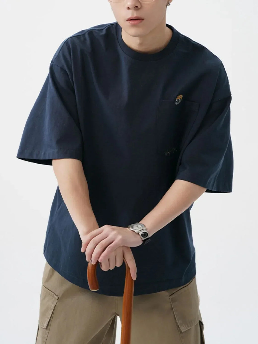 Men's Plus Size Round Neck Embroidered T-Shirt - tif-shop24.de