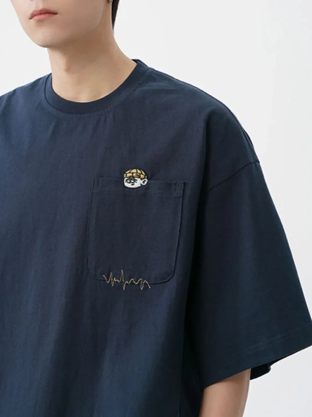 Men's Plus Size Round Neck Embroidered T-Shirt - tif-shop24.de