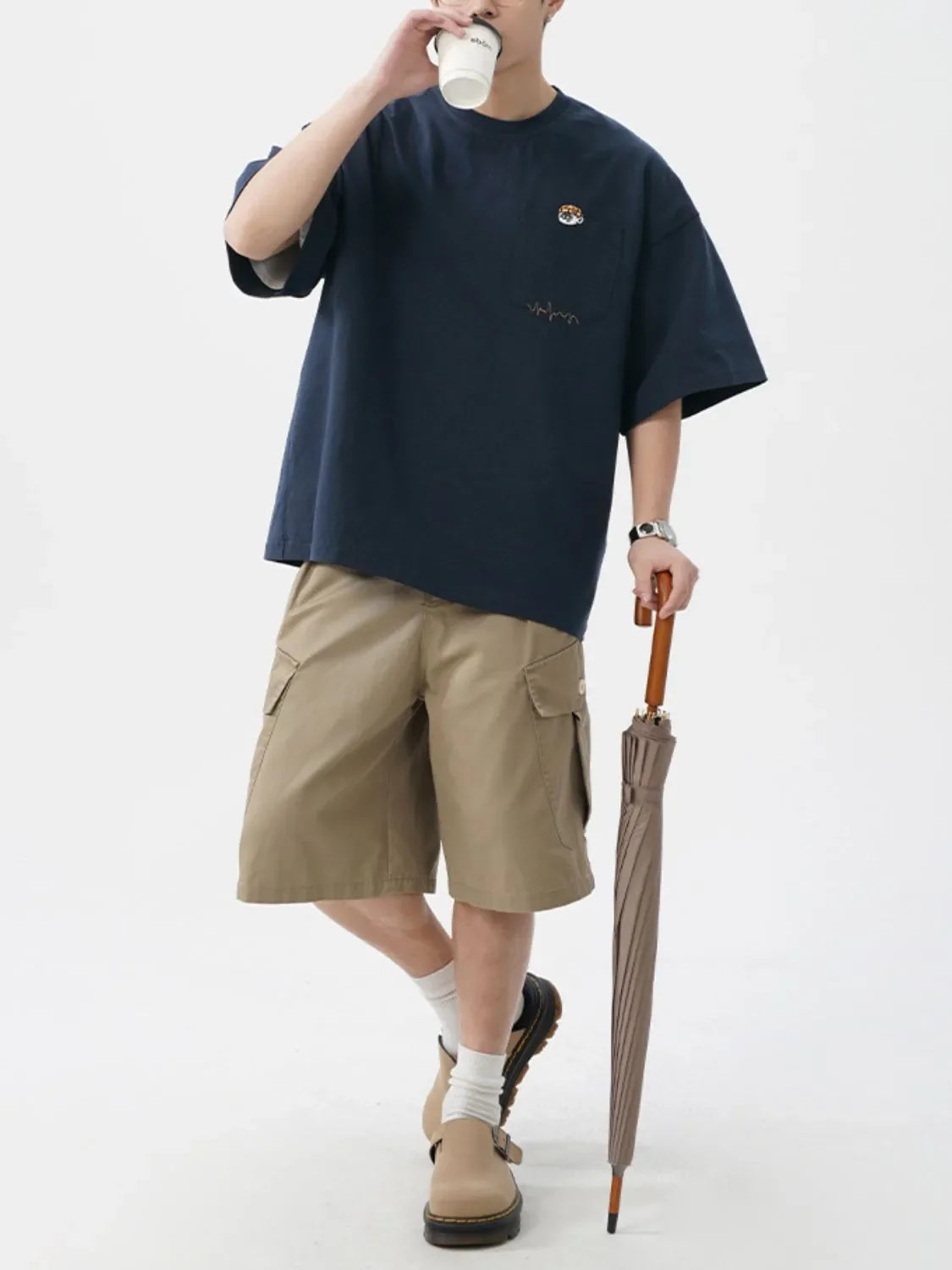 Men's Plus Size Round Neck Embroidered T-Shirt - tif-shop24.de