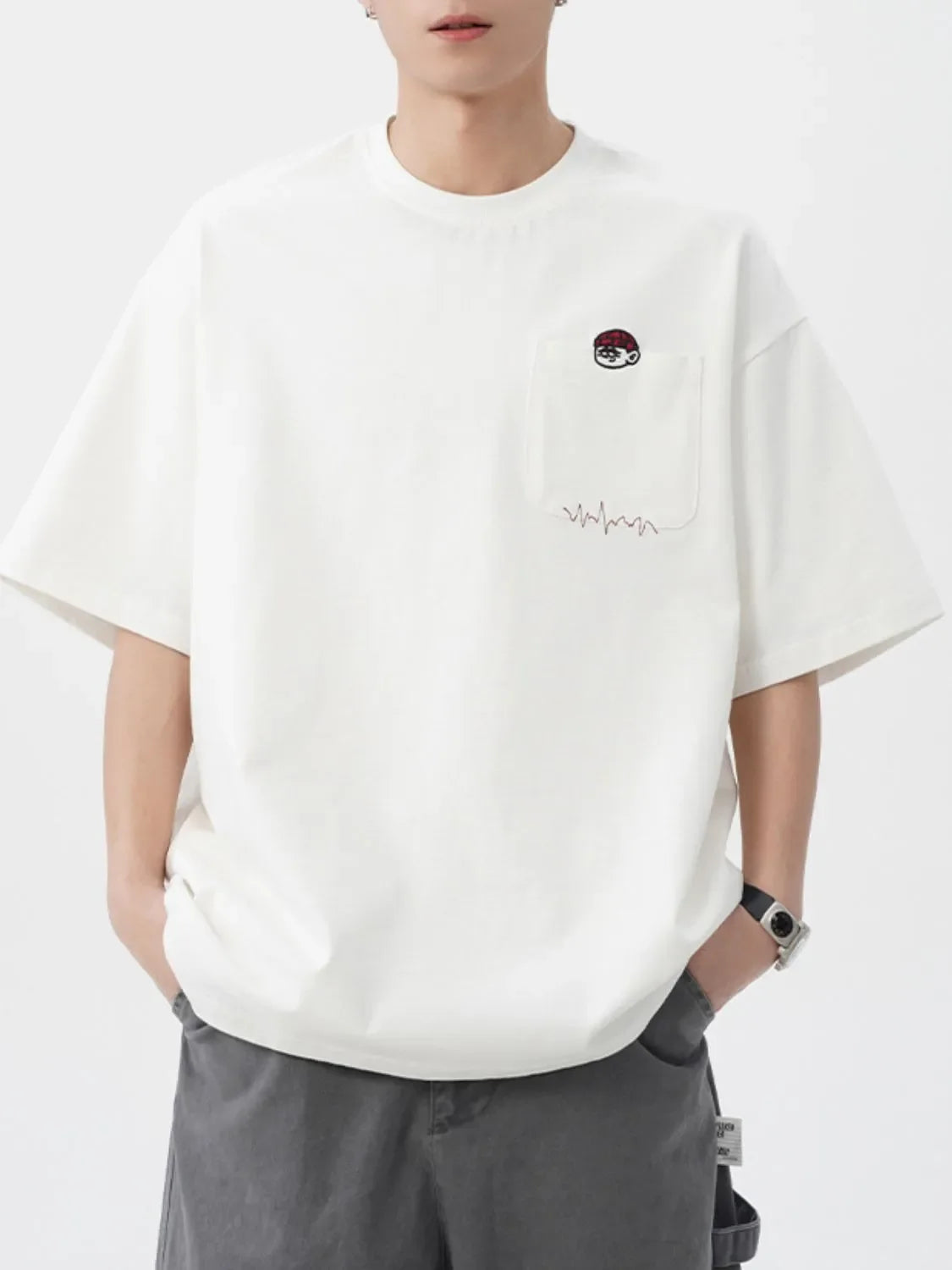 Men's Plus Size Round Neck Embroidered T-Shirt - tif-shop24.de