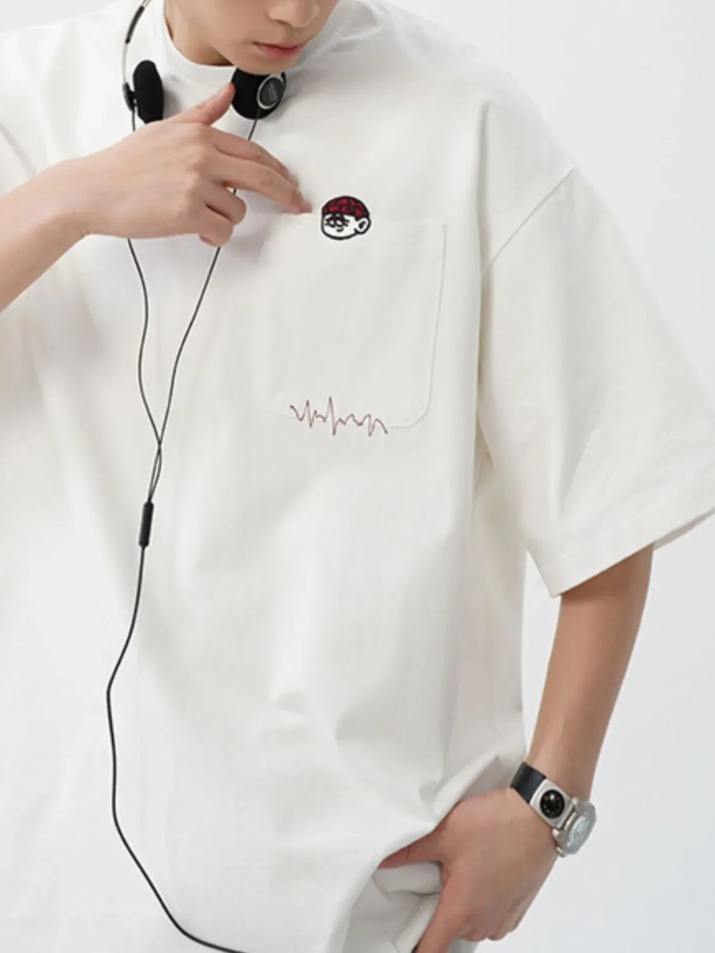 Men's Plus Size Round Neck Embroidered T-Shirt - tif-shop24.de