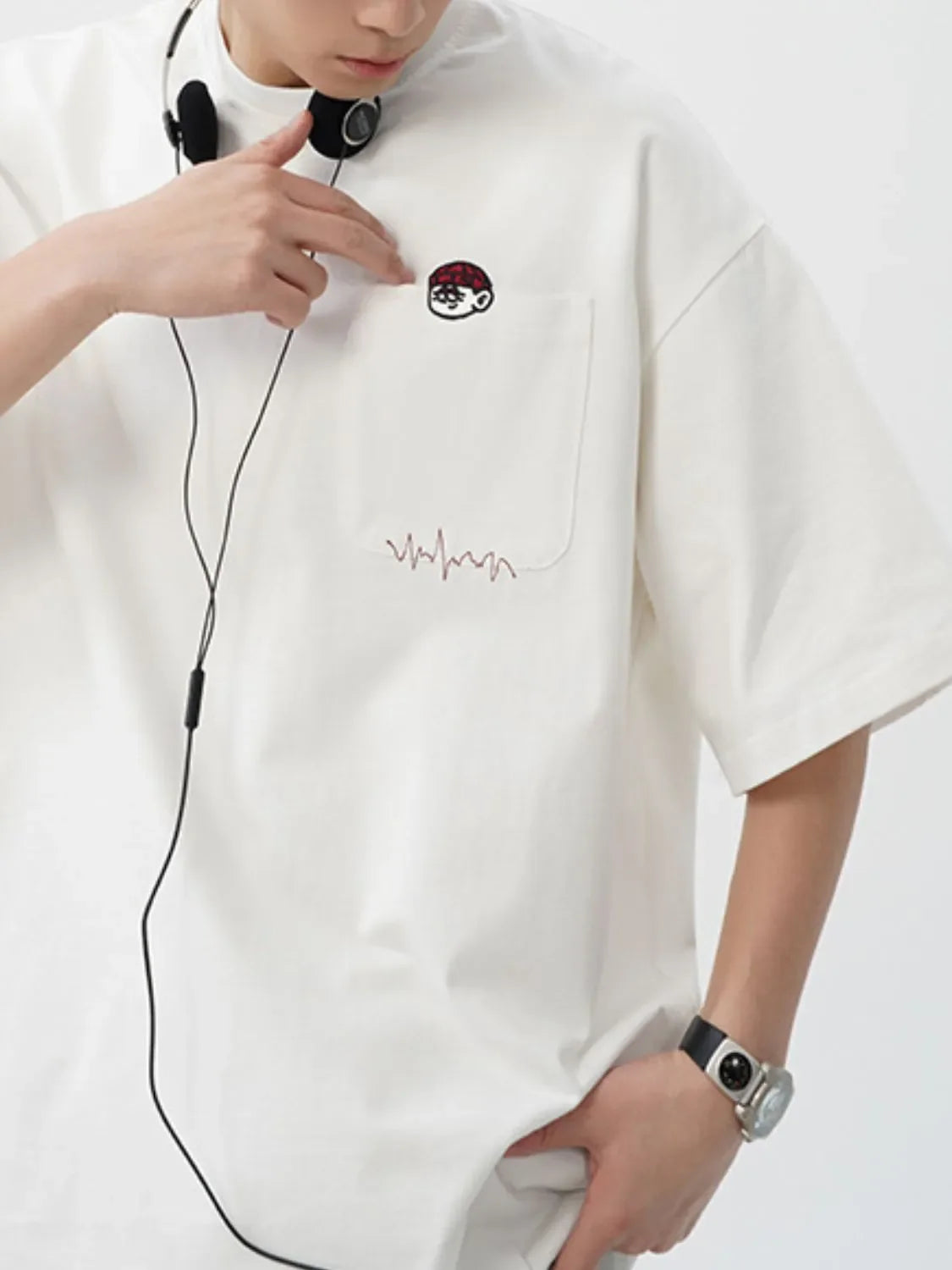 Men's Plus Size Round Neck Embroidered T-Shirt - tif-shop24.de