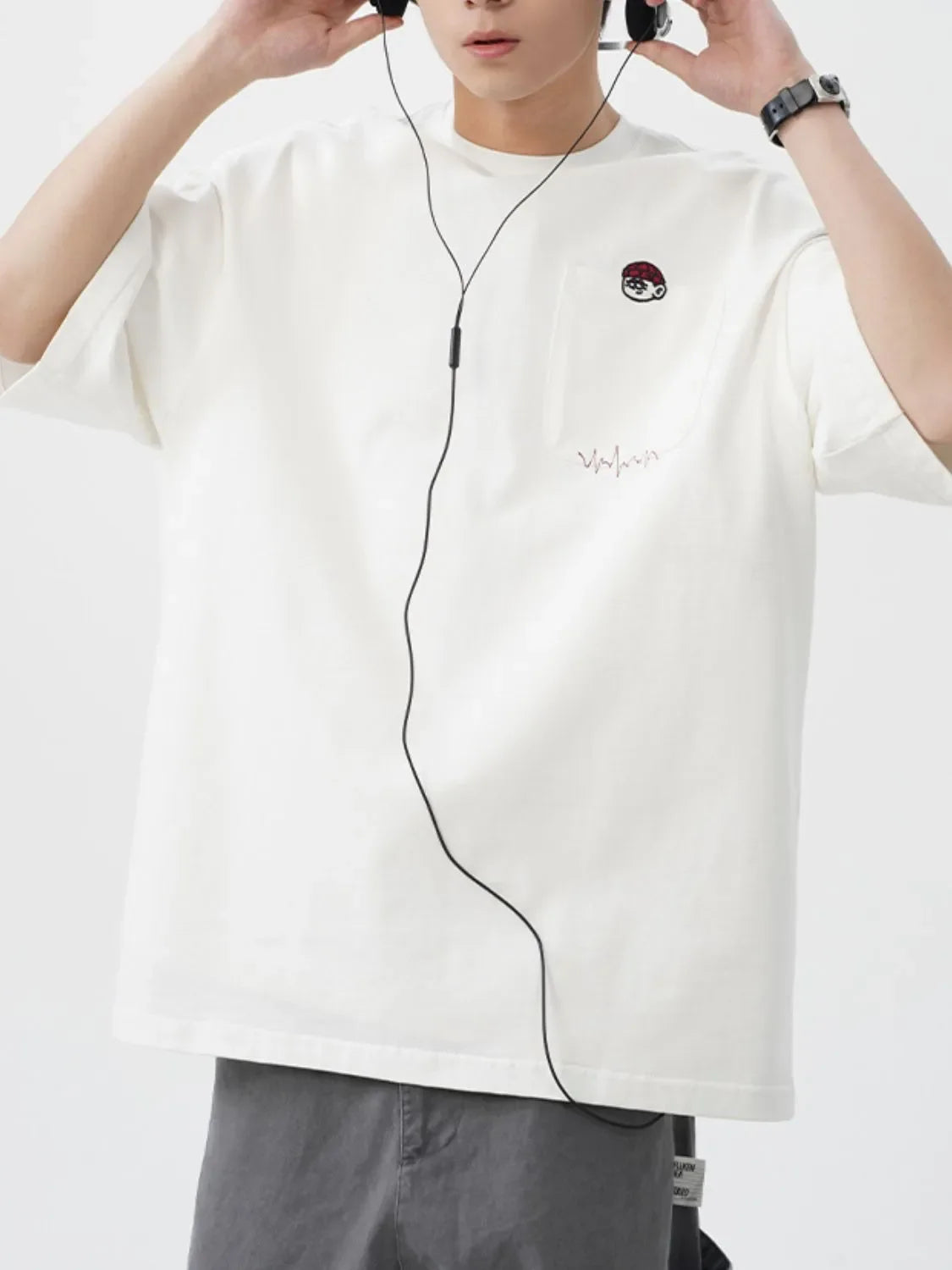 Men's Plus Size Round Neck Embroidered T-Shirt - tif-shop24.de