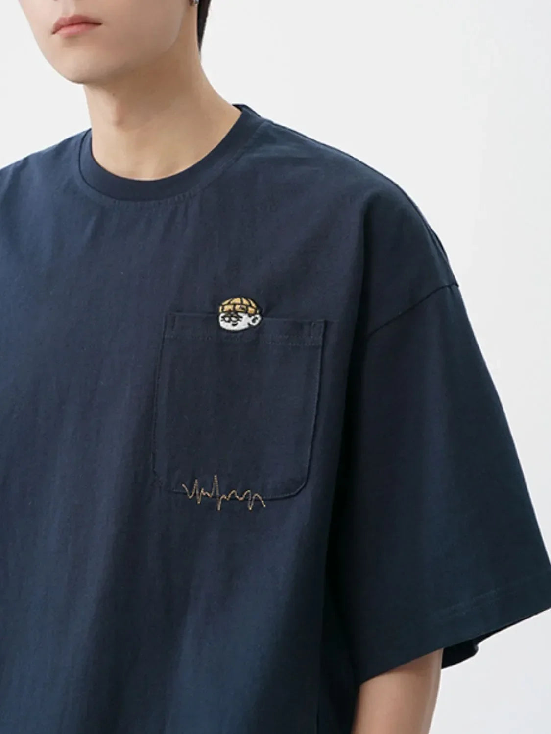 Men's Plus Size Round Neck Embroidered T-Shirt - tif-shop24.de