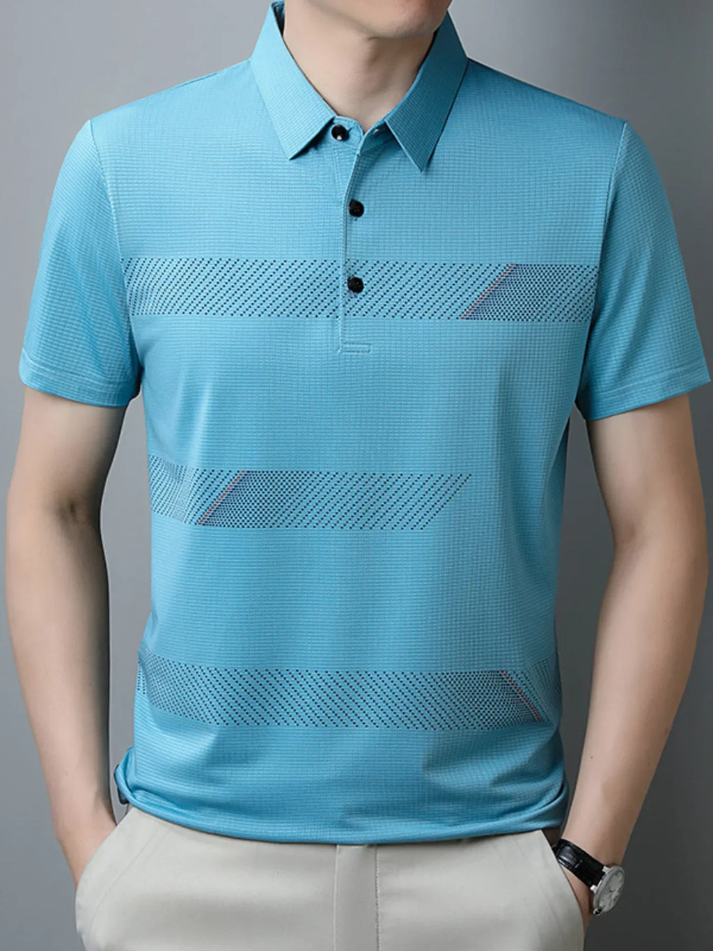 Men's Plus Size Striped Short Sleeve Casual Polo Shirt - tif-shop24.de