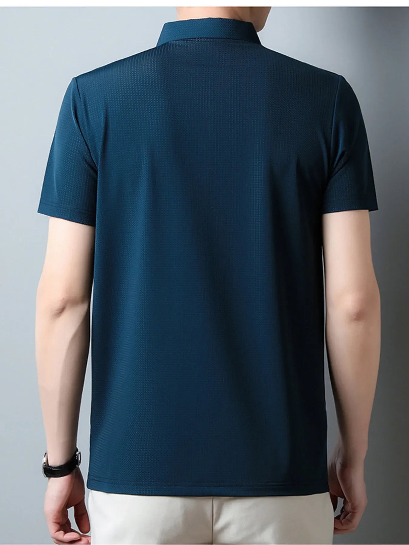 Men's Plus Size Textured Short Sleeve Casual Polo Shirt - tif-shop24.de