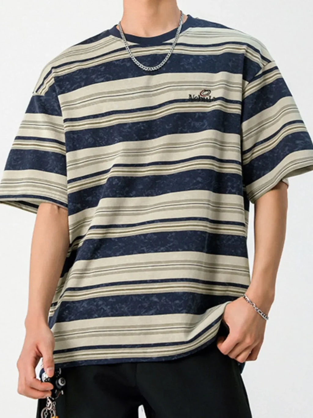 Men's Striped Round Neck Half Sleeve T-Shirt - tif-shop24.de