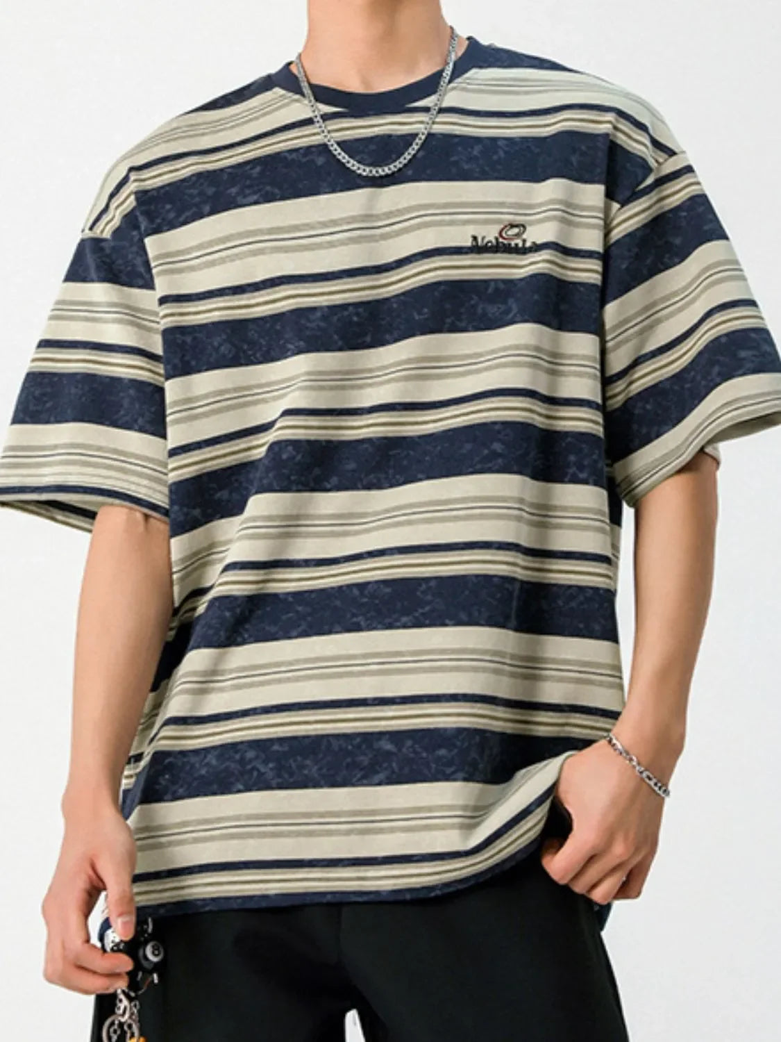 Men's Striped Round Neck Half Sleeve T-Shirt - tif-shop24.de