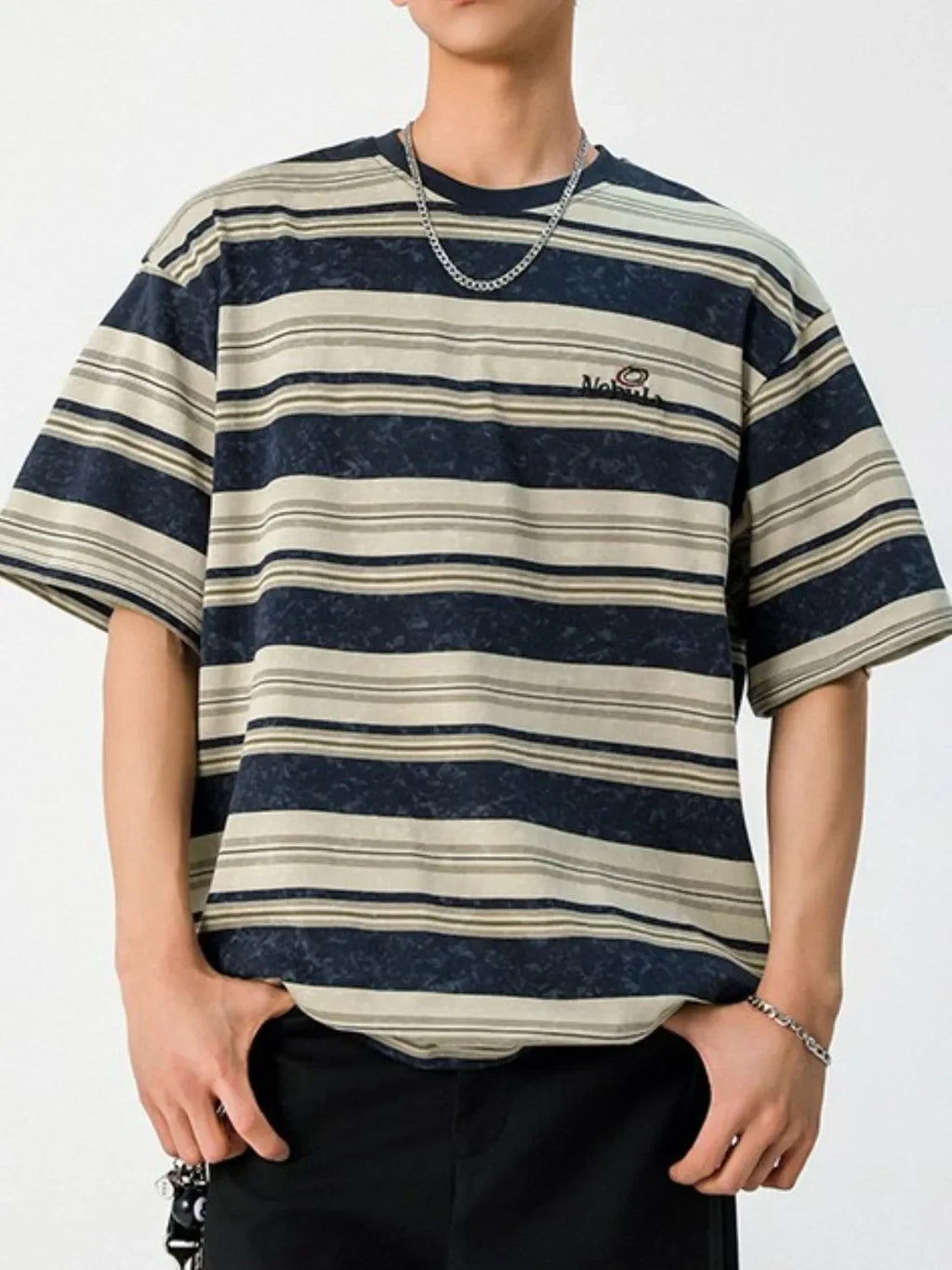 Men's Striped Round Neck Half Sleeve T-Shirt - tif-shop24.de