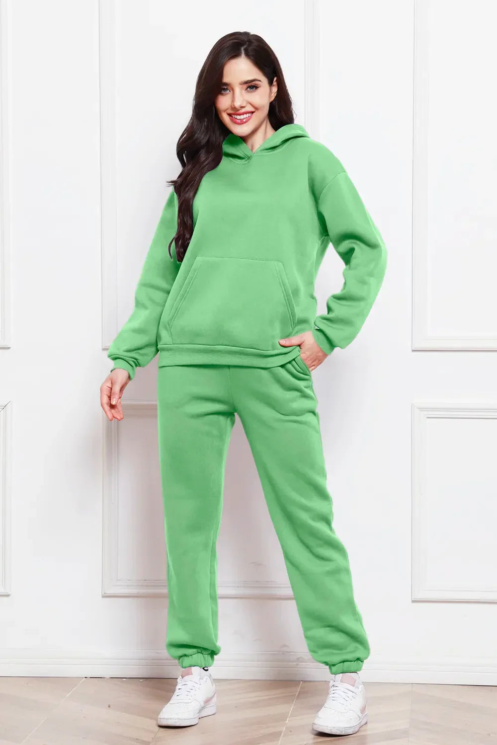 Drop Shoulder Long Sleeve Hoodie and Pants Set - tif-shop24.de